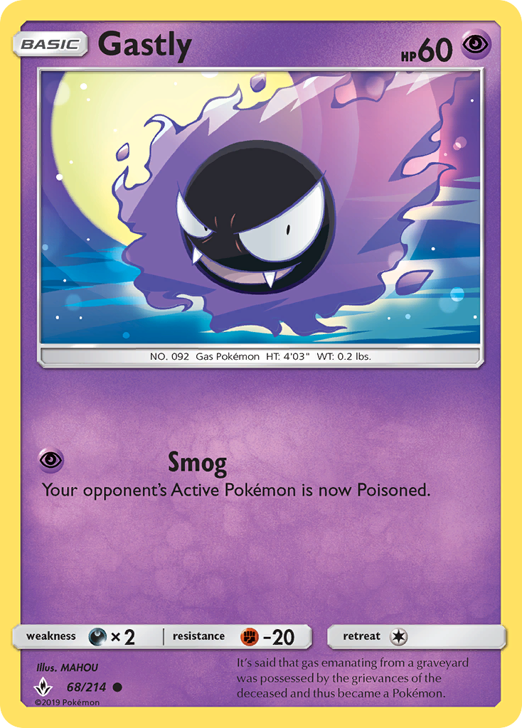 Gastly (68/214) [Sun & Moon: Unbroken Bonds] | Galaxy Games LLC