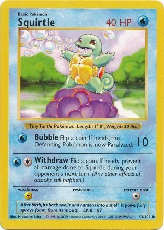 Squirtle (63/102) [Base Set Shadowless Unlimited] | Galaxy Games LLC