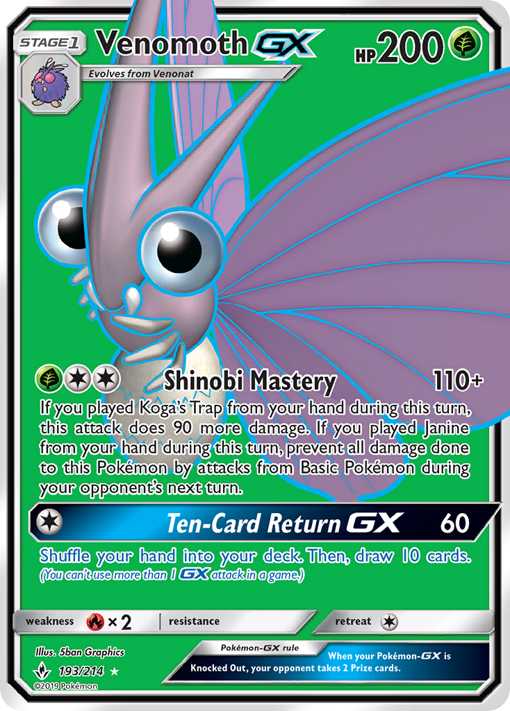 Venomoth GX (193/214) [Sun & Moon: Unbroken Bonds] | Galaxy Games LLC