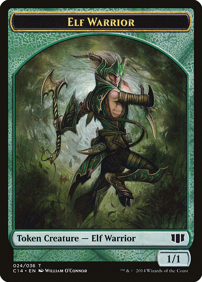 Elephant // Elf Warrior Double-sided Token [Commander 2014 Tokens] | Galaxy Games LLC