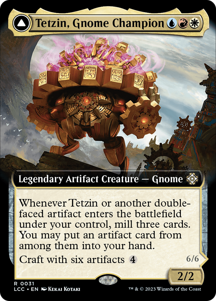 Tetzin, Gnome Champion // The Golden-Gear Colossus (Extended Art) [The Lost Caverns of Ixalan Commander] | Galaxy Games LLC