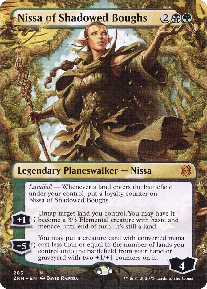 Nissa of Shadowed Boughs (Borderless) [Zendikar Rising] | Galaxy Games LLC