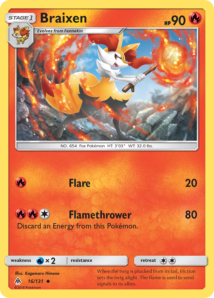 Braixen (16/131) [Sun & Moon: Forbidden Light] | Galaxy Games LLC