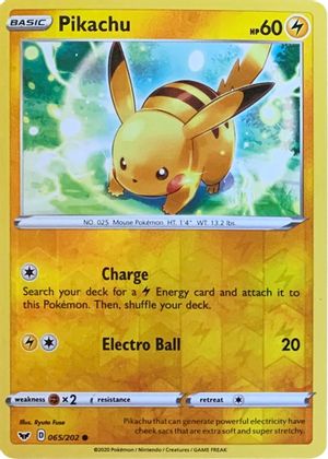 Pikachu (065/202) (Reverse Cosmos Holo) [Sword & Shield: Base Set] | Galaxy Games LLC