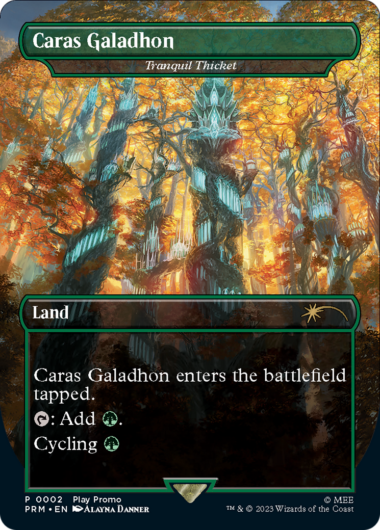 Tranquil Thicket - Caras Galadhon (Borderless) [Wizards Play Network 2023] | Galaxy Games LLC