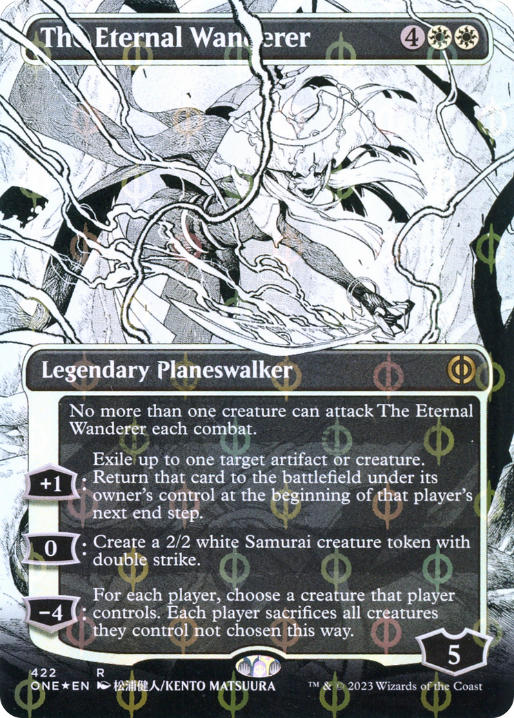 The Eternal Wanderer (Borderless Manga Step-and-Compleat Foil) [Phyrexia: All Will Be One] | Galaxy Games LLC