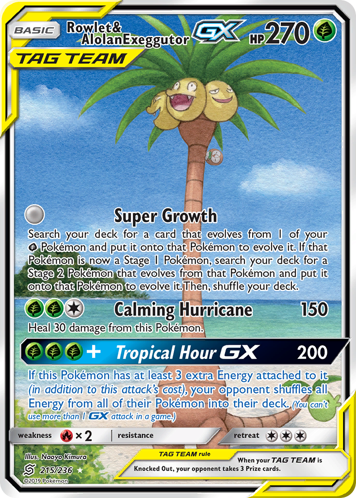 Rowlet & Alolan Exeggutor GX (215/236) [Sun & Moon: Unified Minds] | Galaxy Games LLC