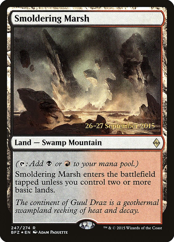 Smoldering Marsh [Battle for Zendikar Prerelease Promos] | Galaxy Games LLC