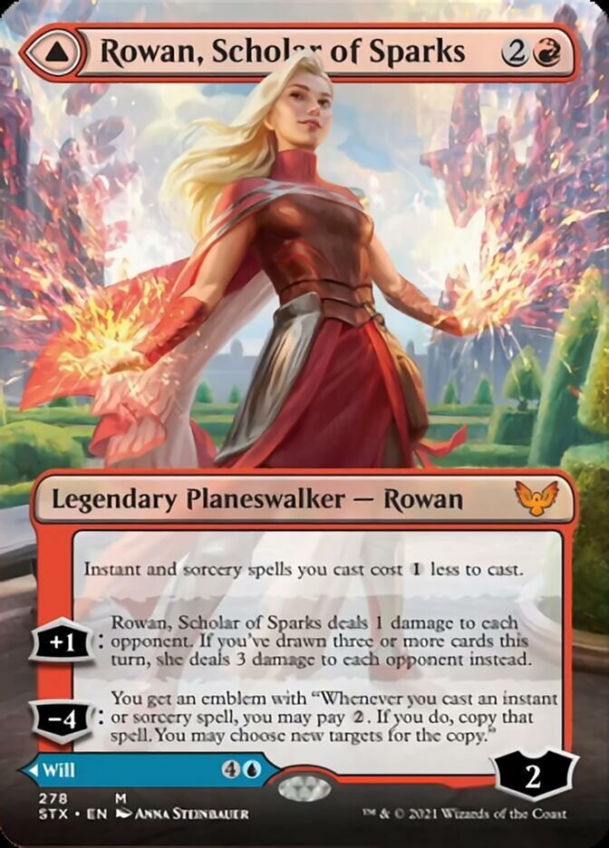 Rowan, Scholar of Sparks // Will, Scholar of Frost (Borderless) [Strixhaven: School of Mages] | Galaxy Games LLC