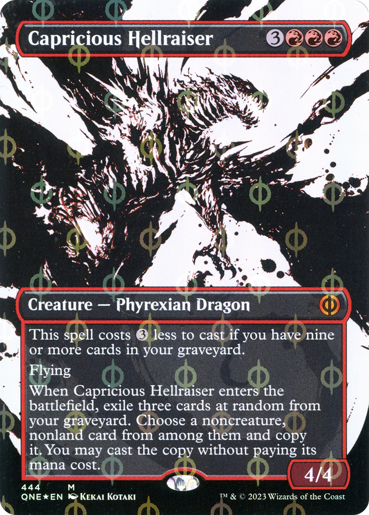 Capricious Hellraiser (Borderless Ichor Step-and-Compleat Foil) [Phyrexia: All Will Be One] | Galaxy Games LLC
