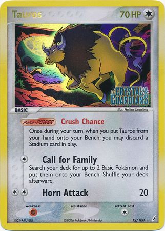 Tauros (12/100) (Stamped) [EX: Crystal Guardians] | Galaxy Games LLC