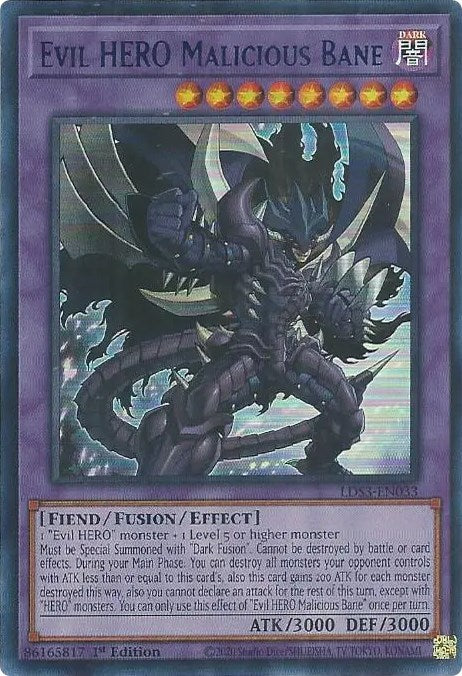 Evil HERO Malicious Bane (Blue) [LDS3-EN033] Ultra Rare | Galaxy Games LLC