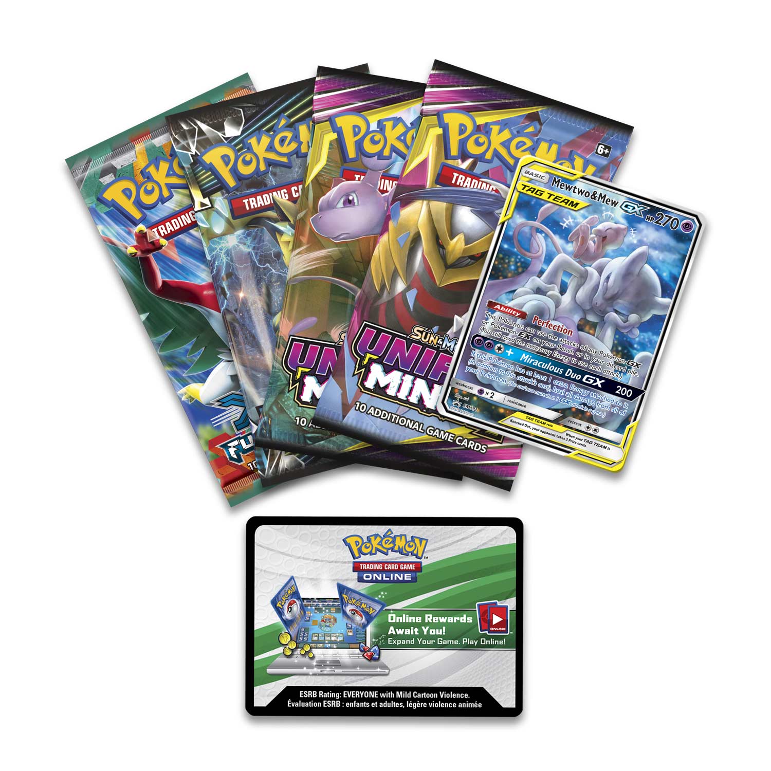 Sun & Moon: Unified Minds - Power Partnership Tin (Mewtwo & Mew GX) | Galaxy Games LLC