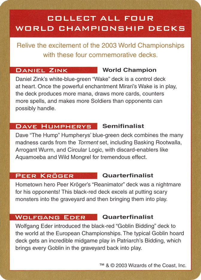 2003 World Championships Ad [World Championship Decks 2003] | Galaxy Games LLC