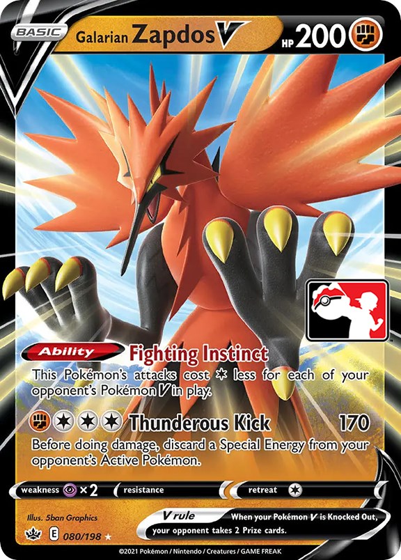 Galarian Zapdos V (080/198) [Prize Pack Series One] | Galaxy Games LLC