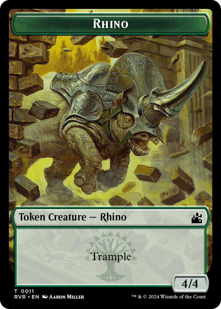 Spirit (0018) // Rhino Double-Sided Token [Ravnica Remastered Tokens] | Galaxy Games LLC