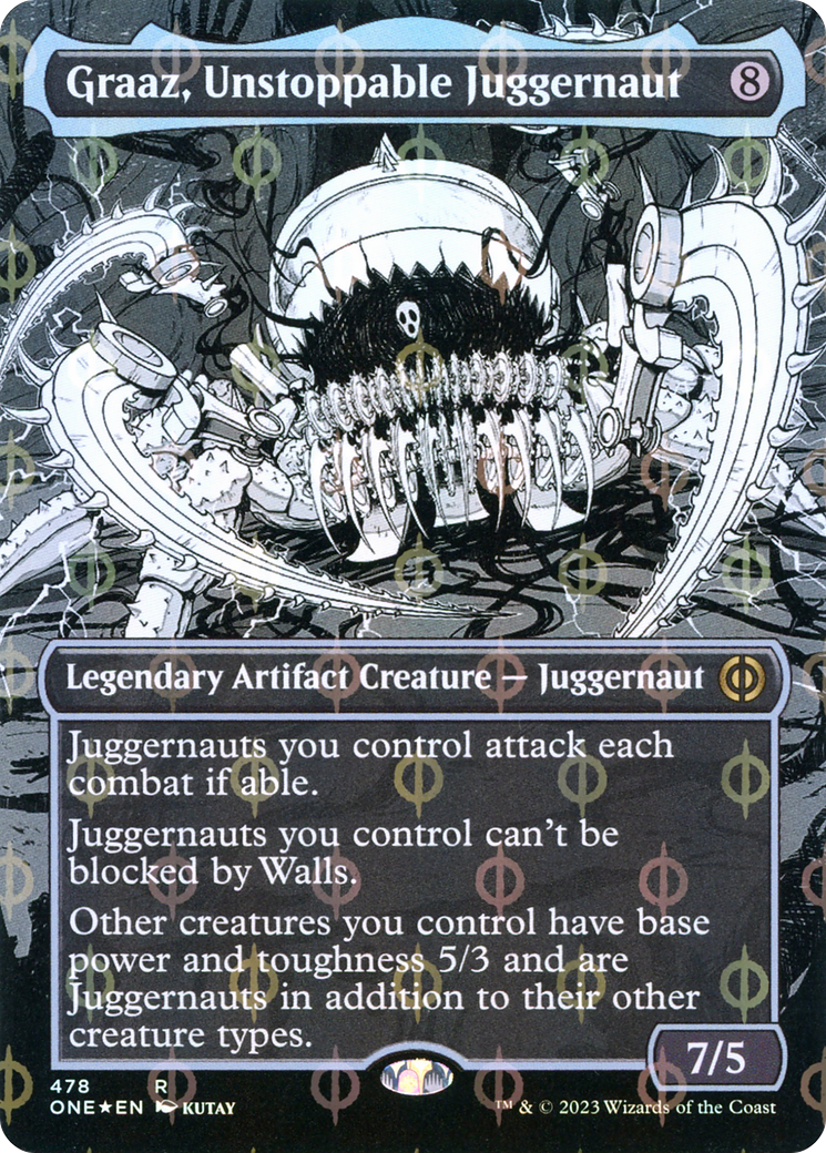 Graaz, Unstoppable Juggernaut (Borderless Manga Step-and-Compleat Foil) [Phyrexia: All Will Be One] | Galaxy Games LLC