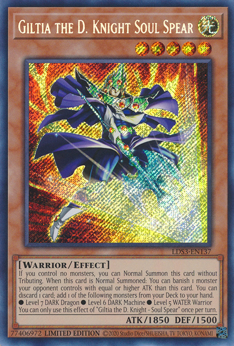 Giltia the D. Knight Soul Spear [LDS3-EN137] Secret Rare | Galaxy Games LLC