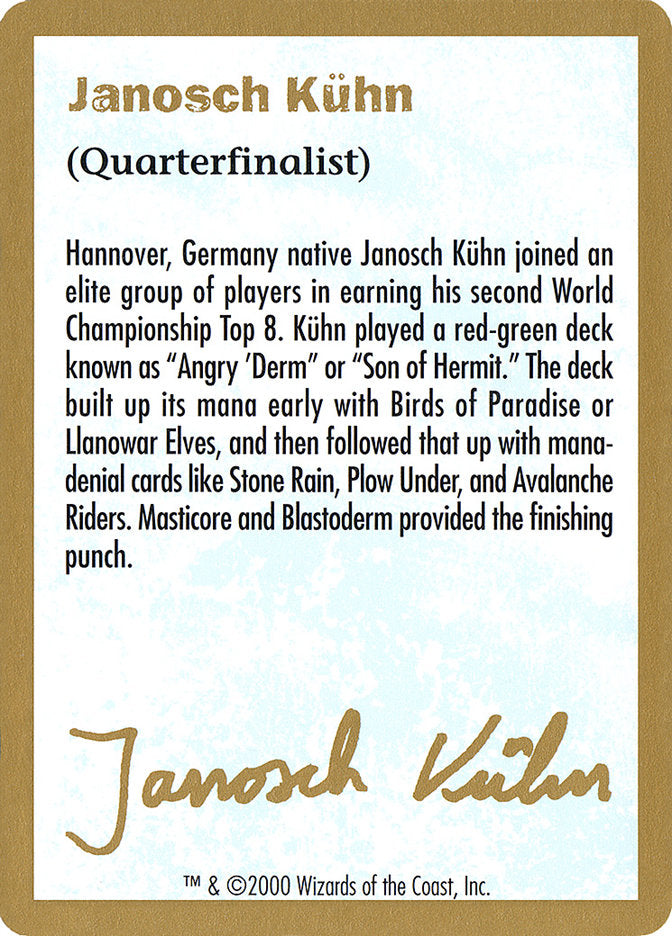 Janosch Kuhn Bio (2000) [World Championship Decks 2000] | Galaxy Games LLC