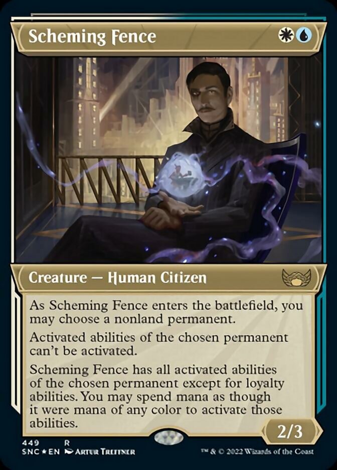 Scheming Fence (Showcase Art Deco Foil Etched) [Streets of New Capenna] | Galaxy Games LLC