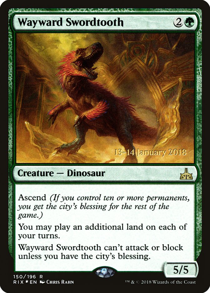 Wayward Swordtooth [Rivals of Ixalan Prerelease Promos] | Galaxy Games LLC