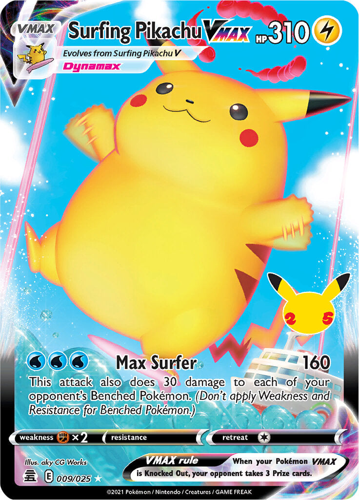 Surfing Pikachu VMAX (009/025) [Celebrations: 25th Anniversary] | Galaxy Games LLC