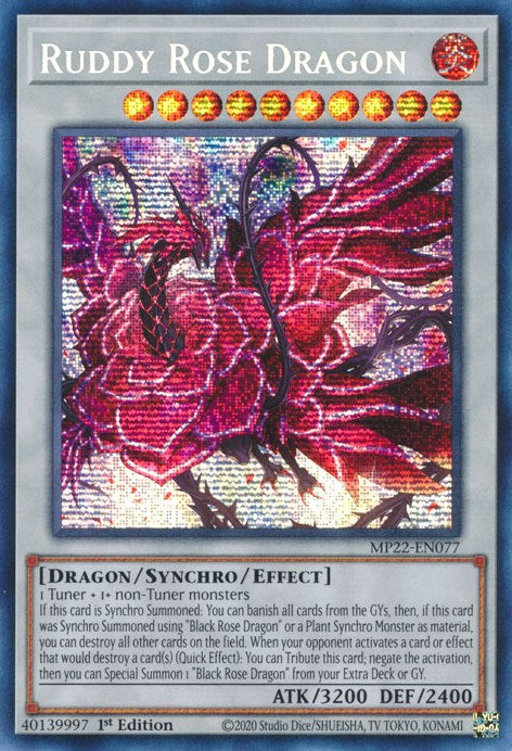 Ruddy Rose Dragon [MP22-EN077] Prismatic Secret Rare | Galaxy Games LLC