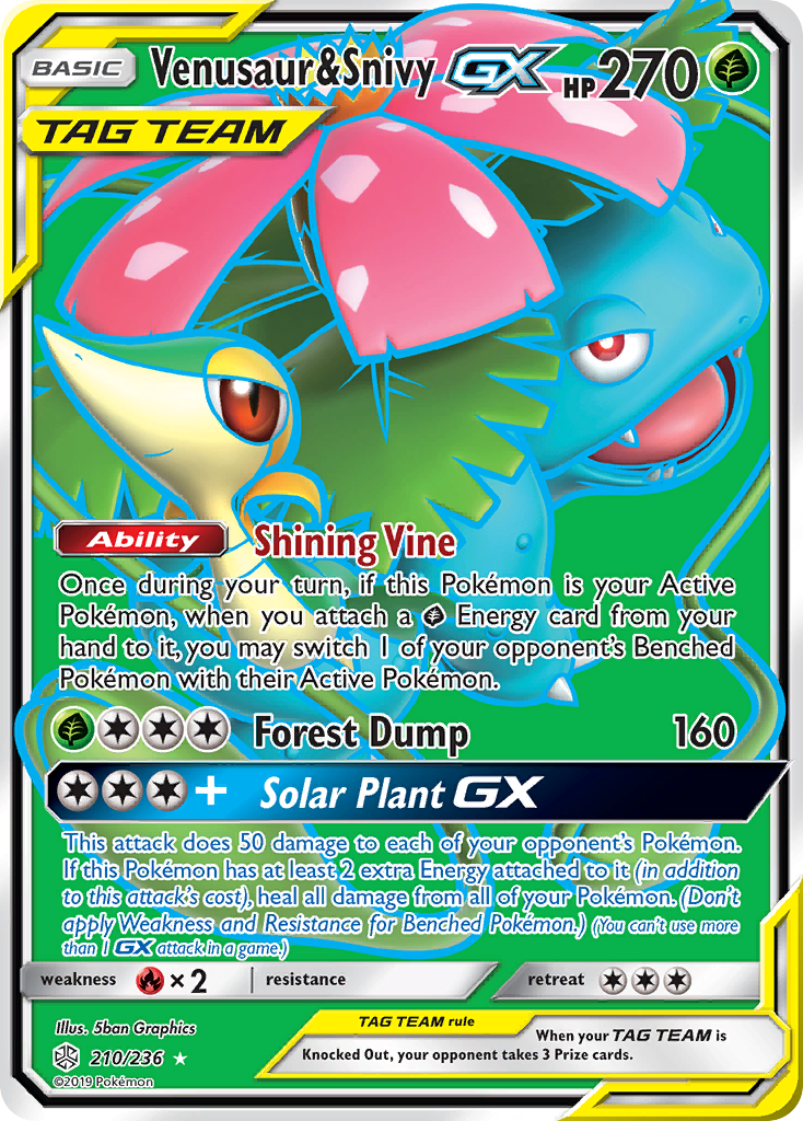 Venusaur & Snivy GX (210/236) [Sun & Moon: Cosmic Eclipse] | Galaxy Games LLC