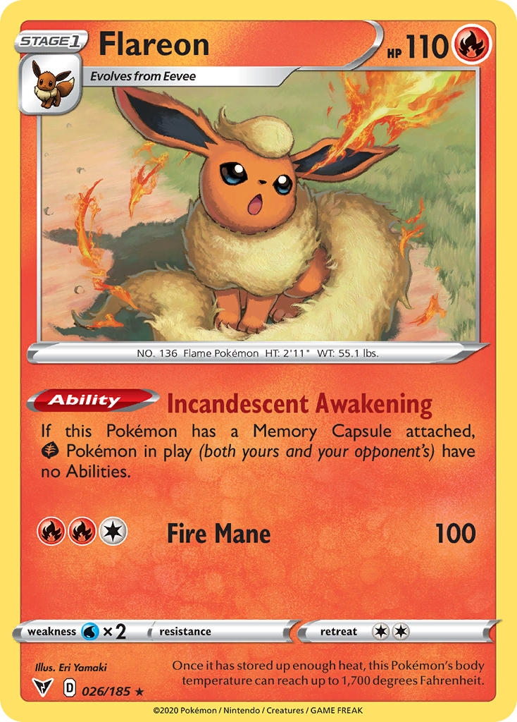 Flareon (026/185) [Sword & Shield: Vivid Voltage] | Galaxy Games LLC