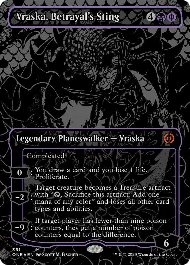 Vraska, Betrayal's Sting (Oil Slick Raised Foil) [Phyrexia: All Will Be One] | Galaxy Games LLC