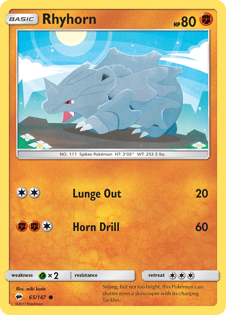 Rhyhorn (65/147) [Sun & Moon: Burning Shadows] | Galaxy Games LLC