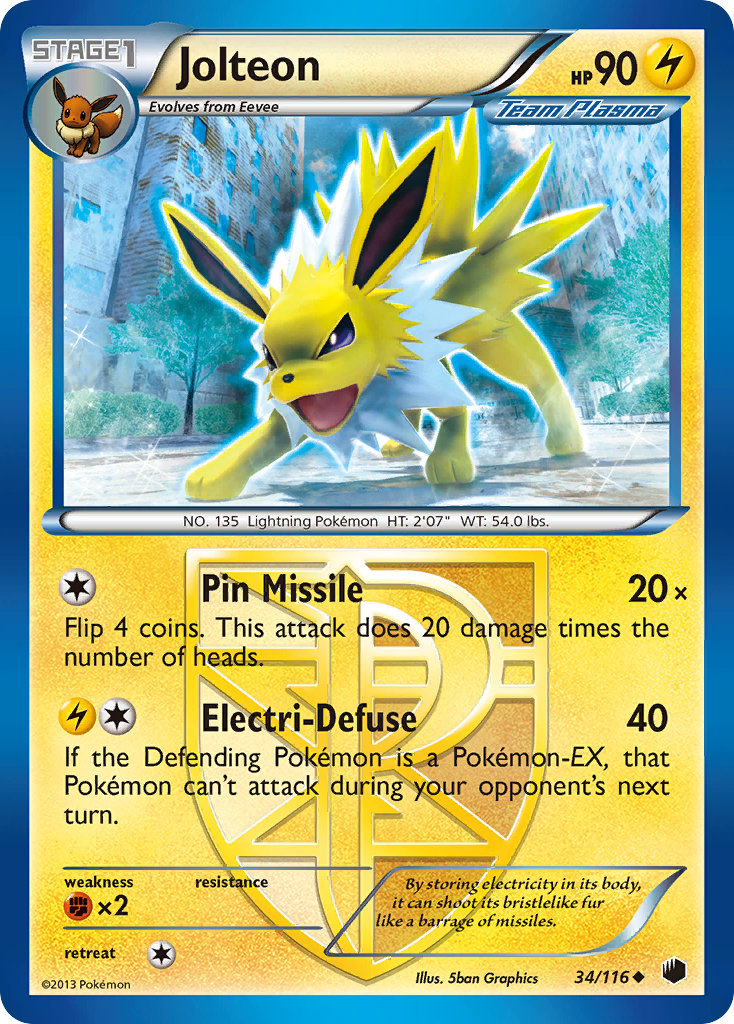 Jolteon (34/116) [Black & White: Plasma Freeze] | Galaxy Games LLC