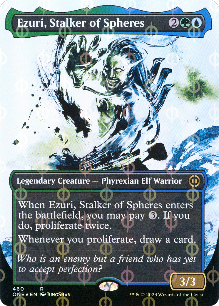 Ezuri, Stalker of Spheres (Borderless Ichor Step-and-Compleat Foil) [Phyrexia: All Will Be One] | Galaxy Games LLC