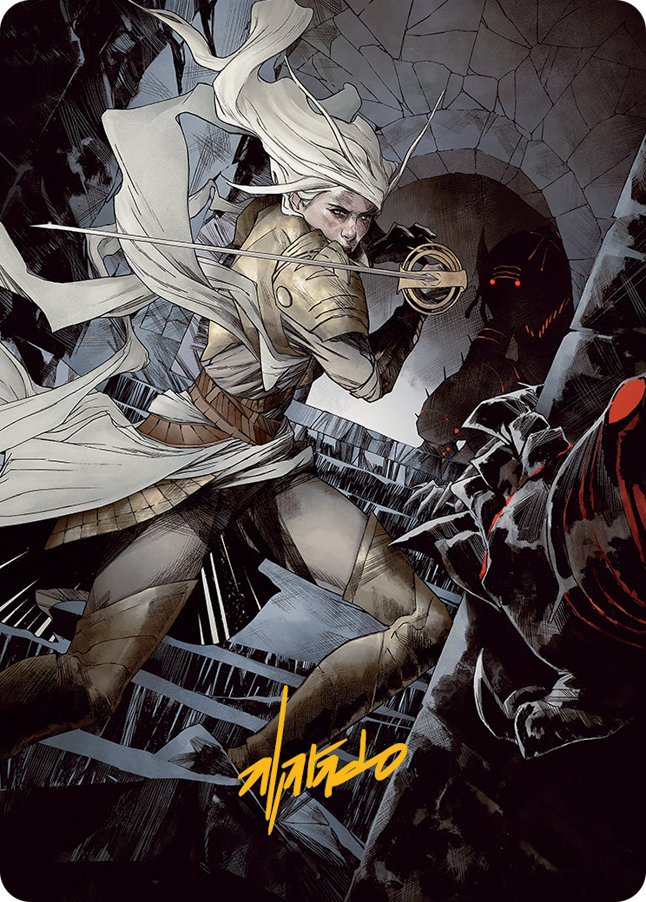 Thalia, Guardian of Thraben Art Card (Gold-Stamped Signature) [March of the Machine Art Series] | Galaxy Games LLC