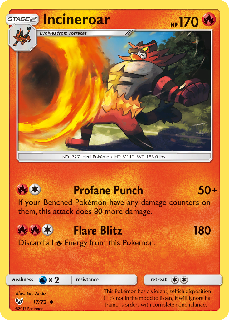 Incineroar (17/73) [Sun & Moon: Shining Legends] | Galaxy Games LLC