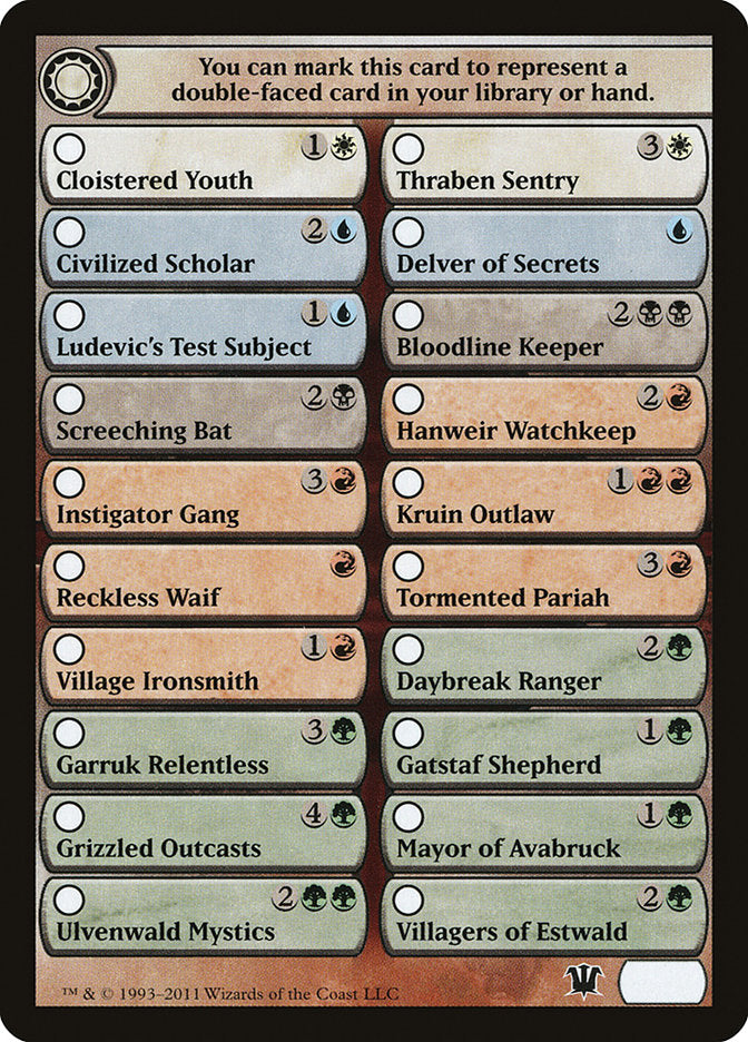 Innistrad Checklist [Innistrad Tokens] | Galaxy Games LLC