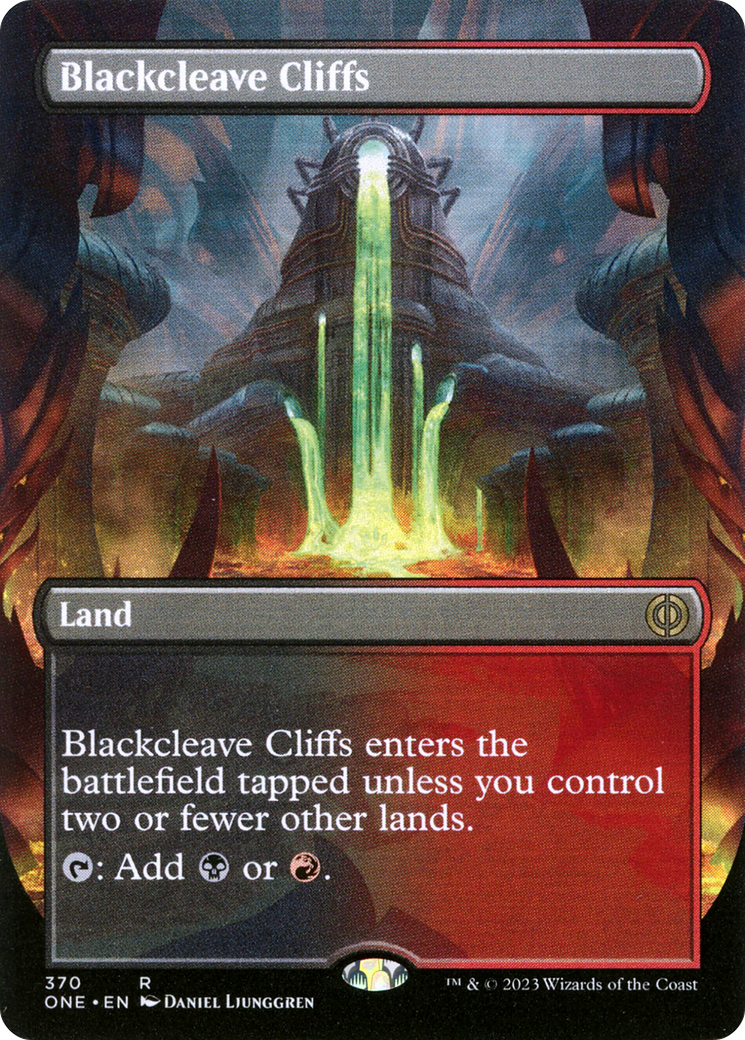 Blackcleave Cliffs (Borderless Alternate Art) [Phyrexia: All Will Be One] | Galaxy Games LLC