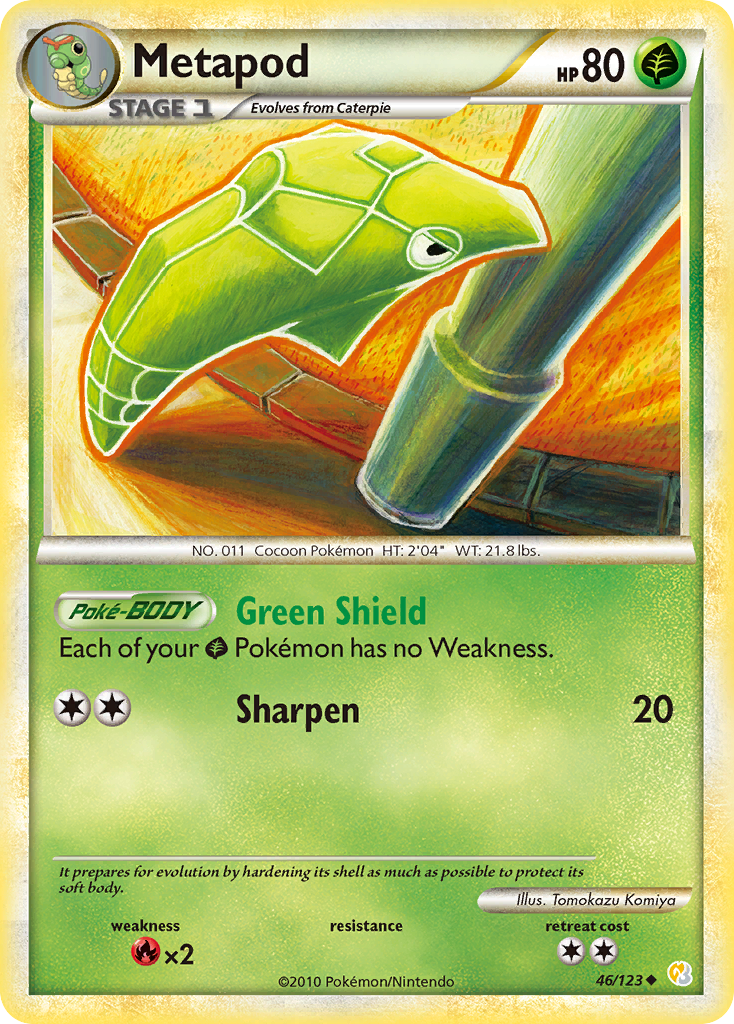 Metapod (46/123) [HeartGold & SoulSilver: Base Set] | Galaxy Games LLC