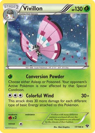 Vivillon (17/146) (Meadow Form/Pink Wings) (Cosmos Holo) [XY: Base Set] | Galaxy Games LLC