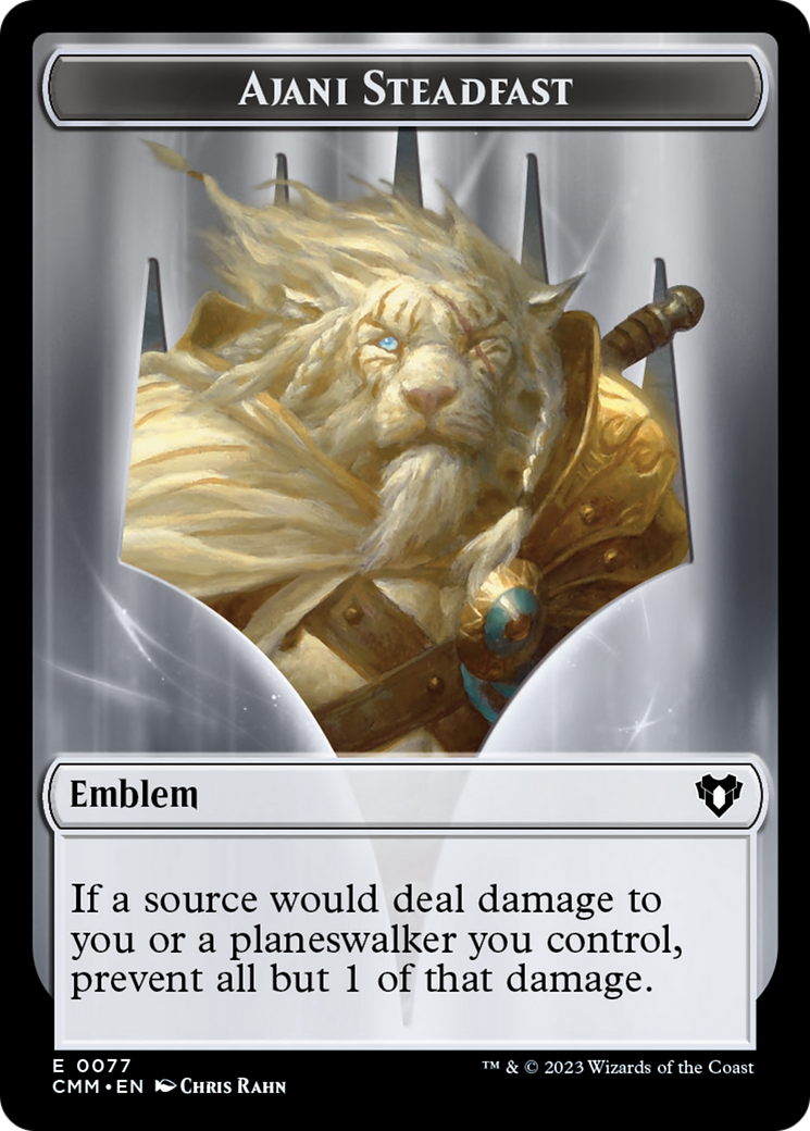 Ajani Steadfast Emblem // Wizard Double-Sided Token [Commander Masters Tokens] | Galaxy Games LLC
