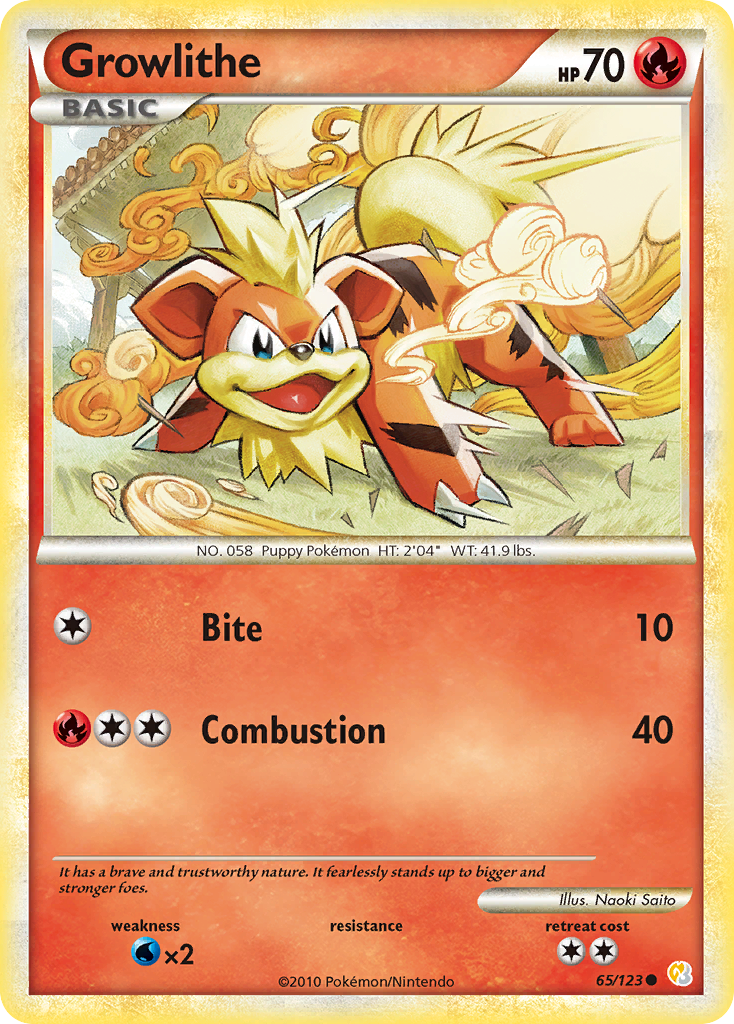 Growlithe (65/123) [HeartGold & SoulSilver: Base Set] | Galaxy Games LLC