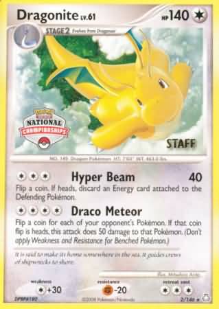 Dragonite (2/146) (National Championship Staff) [Diamond & Pearl: Legends Awakened] | Galaxy Games LLC