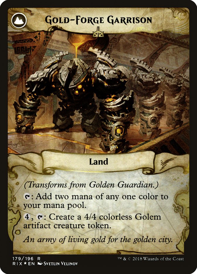 Golden Guardian // Gold-Forge Garrison [Rivals of Ixalan Prerelease Promos] | Galaxy Games LLC