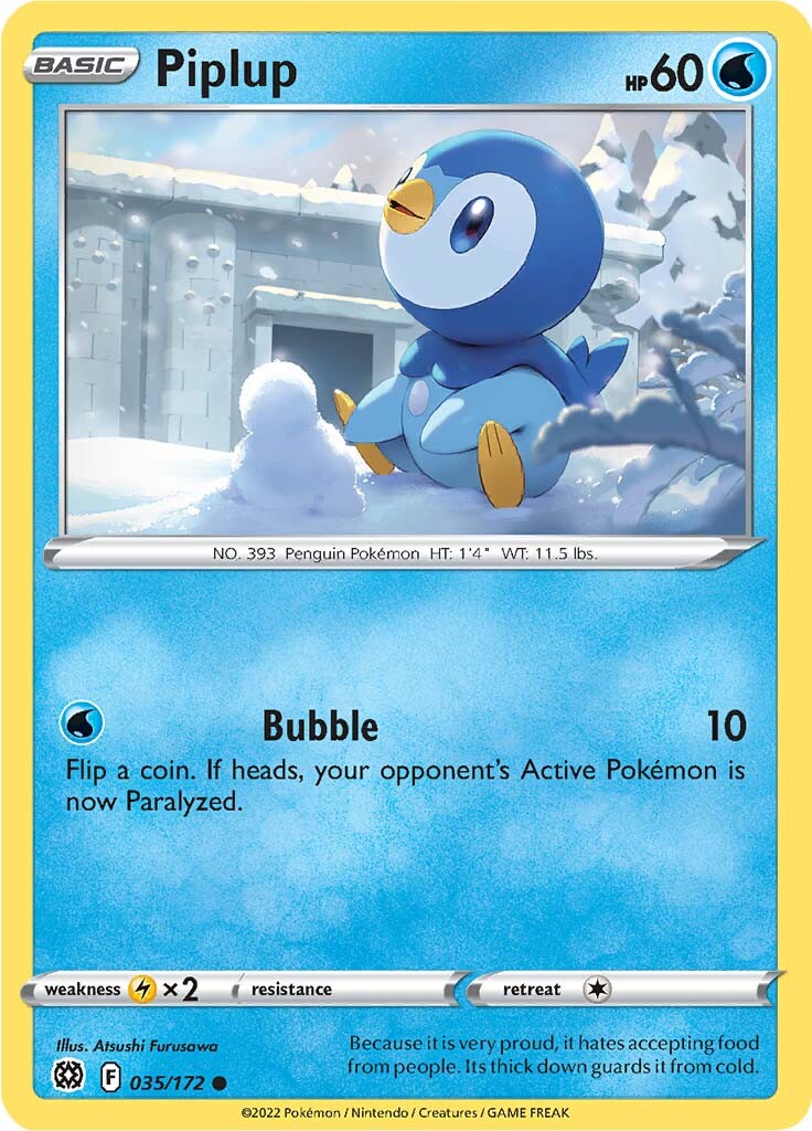 Piplup (035/172) [Sword & Shield: Brilliant Stars] | Galaxy Games LLC