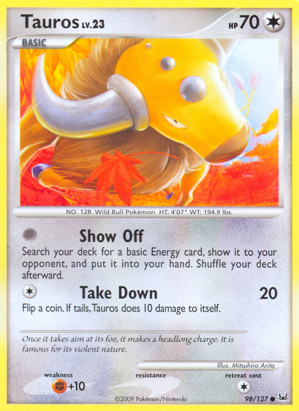 Tauros (98/127) [Platinum: Base Set] | Galaxy Games LLC