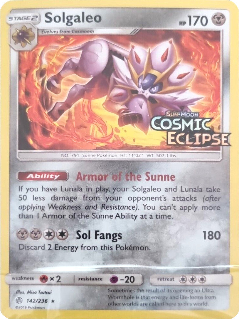 Solgaleo (142/236) (Cosmic Eclipse Stamped) [Sun & Moon: Cosmic Eclipse] | Galaxy Games LLC