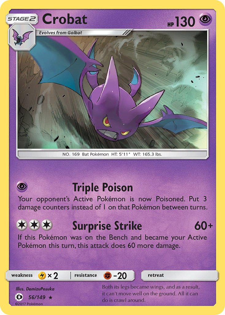 Crobat (56/149) (Prerelease Kit Exclusive) (Theme Deck Exclusive) [Sun & Moon: Base Set] | Galaxy Games LLC