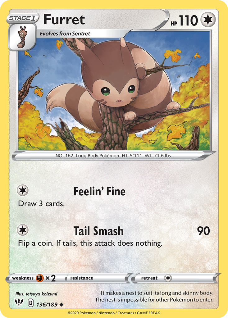 Furret (136/189) [Sword & Shield: Darkness Ablaze] | Galaxy Games LLC