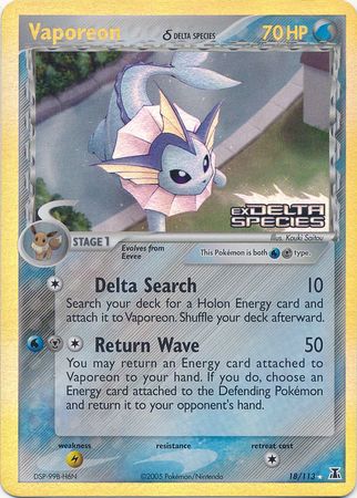 Vaporeon (18/113) (Delta Species) (Stamped) [EX: Delta Species] | Galaxy Games LLC