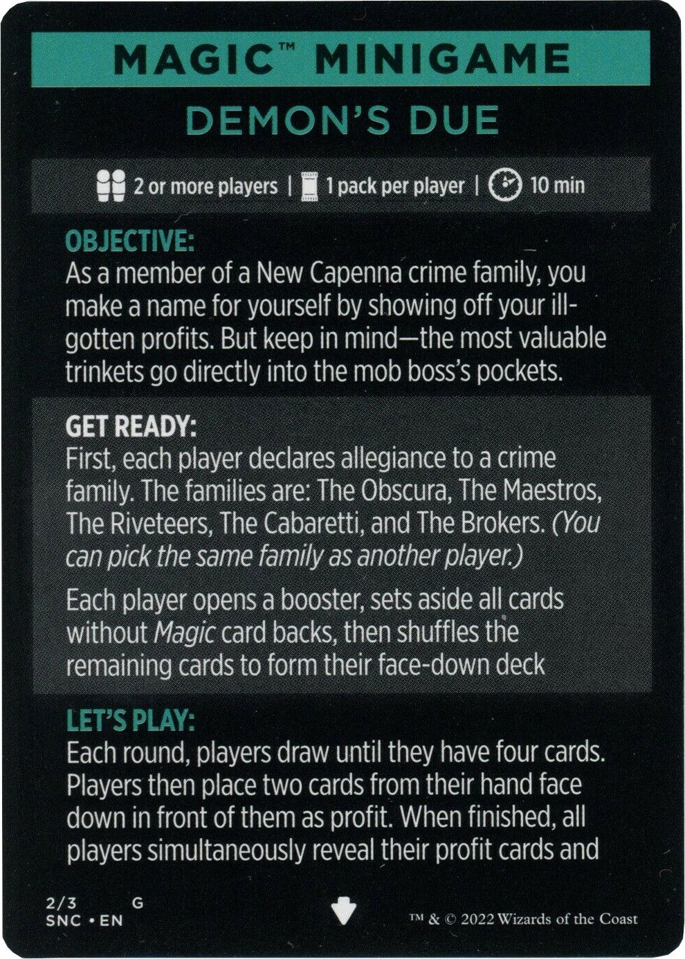 Demon's Due (Magic Minigame) [Streets of New Capenna Minigame] | Galaxy Games LLC